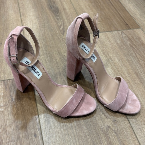 🌟STEVE MADDEN🌟 CARRSON SUEDE BLOCK HEEL SANDAL PINK SZ 6.5 - Picture 2 of 8